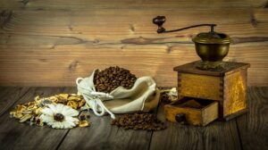 coffee grinder in homesteading kitchen