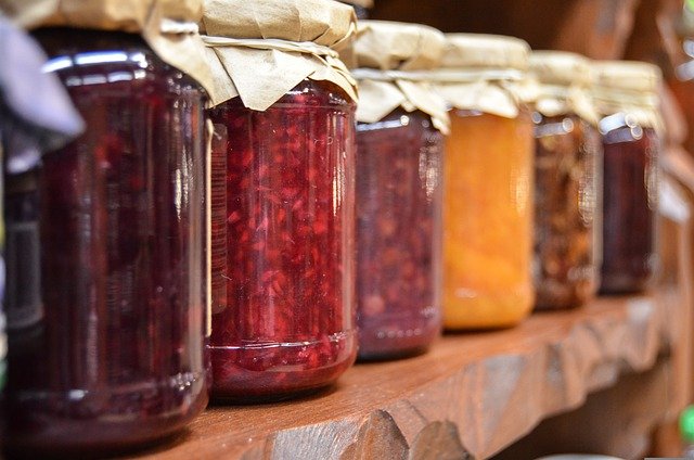 jars of homemade jam and jelly